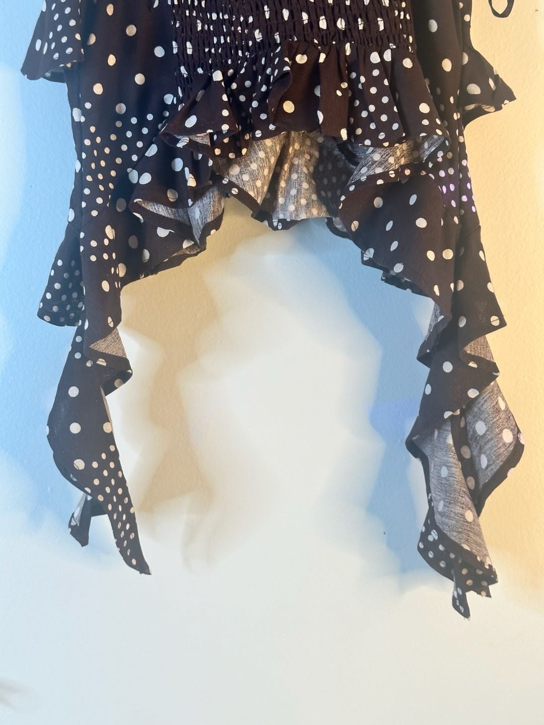 Style Envy Polka Dot Ruffle Linen Blend Top Size L 13
