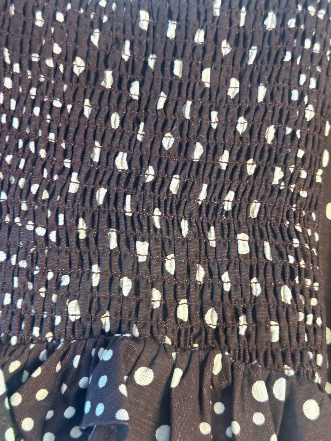 Style Envy Polka Dot Ruffle Linen Blend Top Size L 16