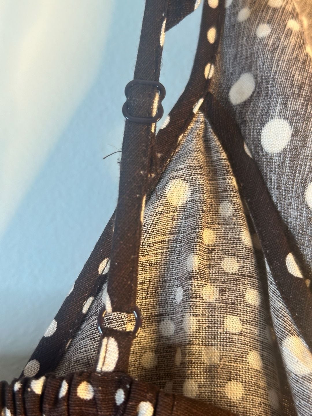 Style Envy Polka Dot Ruffle Linen Blend Top Size L 17