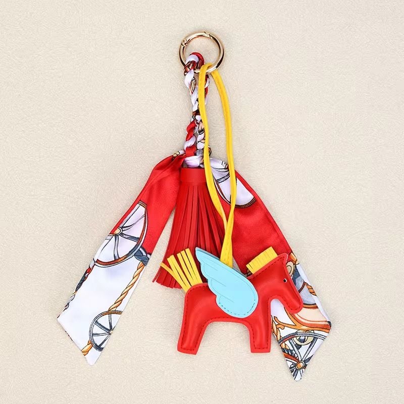 Red Horse & Tassel Charm w/ Twilly Scarf Bag Charms , Car charm 2