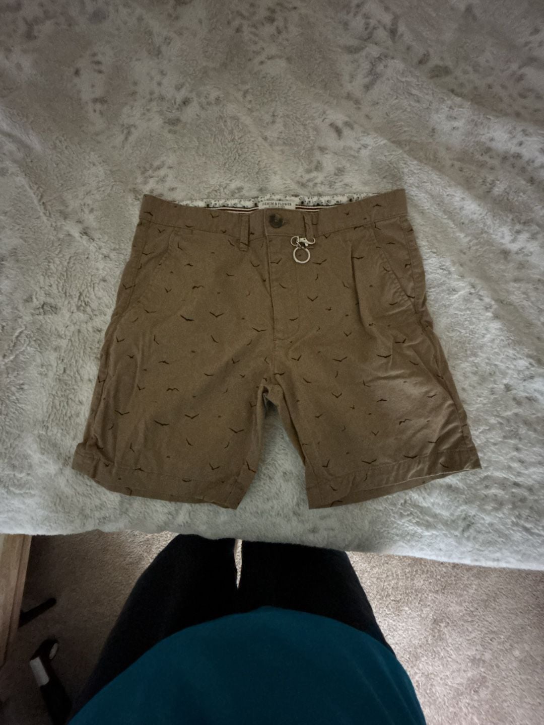 Denim & Flower Ricky Singh Bird Print Chino Shorts Size 30 2