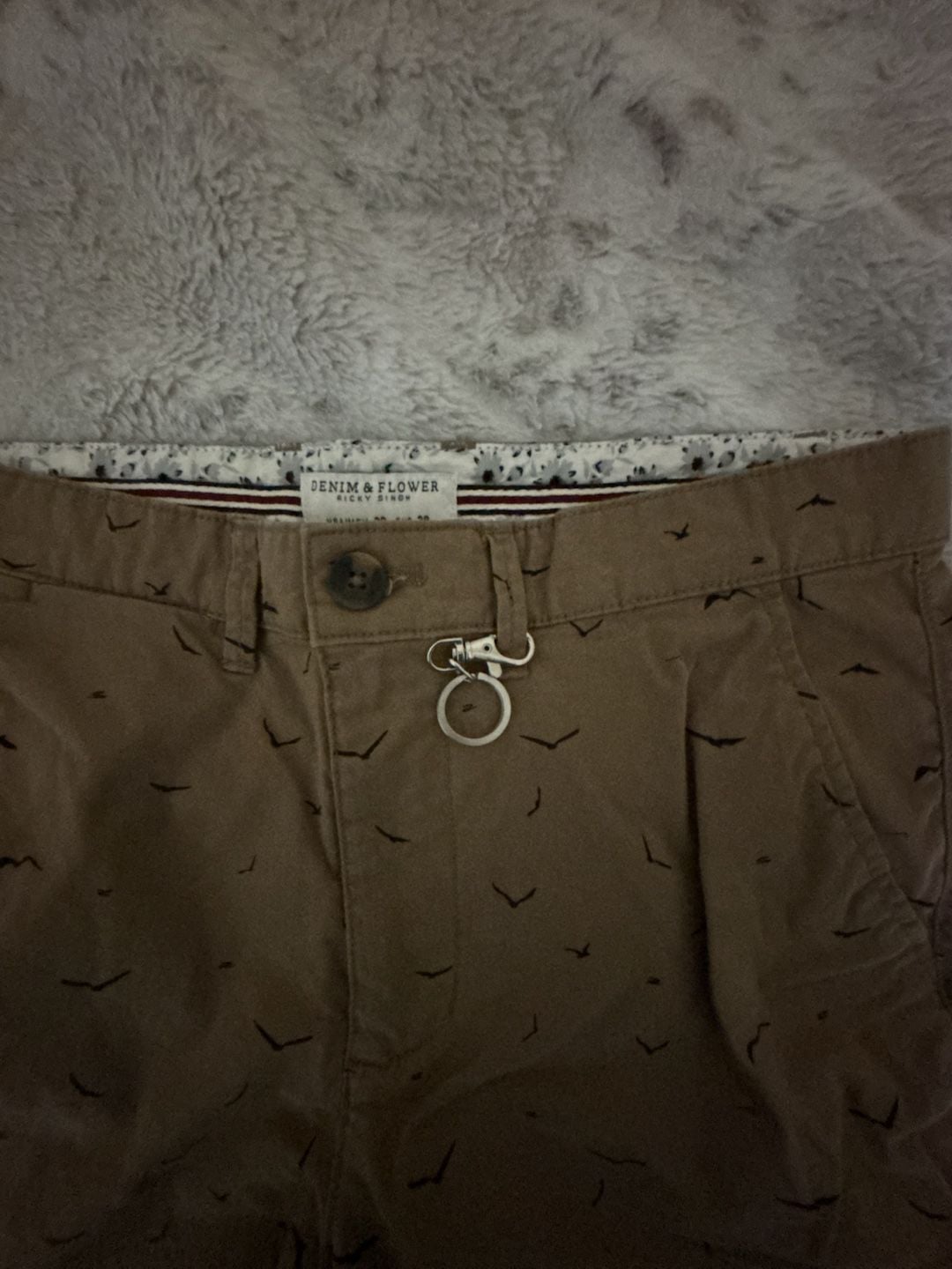 Denim & Flower Ricky Singh Bird Print Chino Shorts Size 30 3