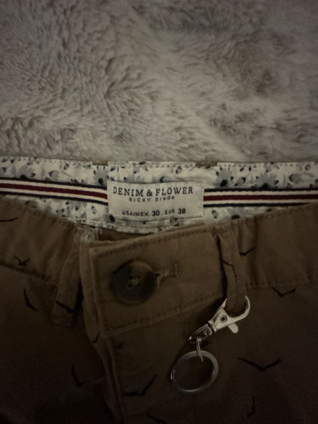 Denim & Flower Ricky Singh Bird Print Chino Shorts Size 30 4