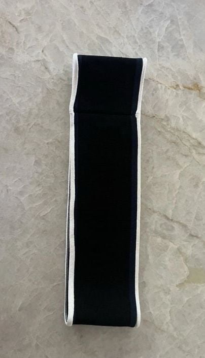 CHANEL Black Blue and White Viscose Blend Logo Hat Band Headband  8