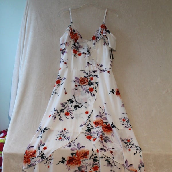Floral High-Low Wrap Dress Size M