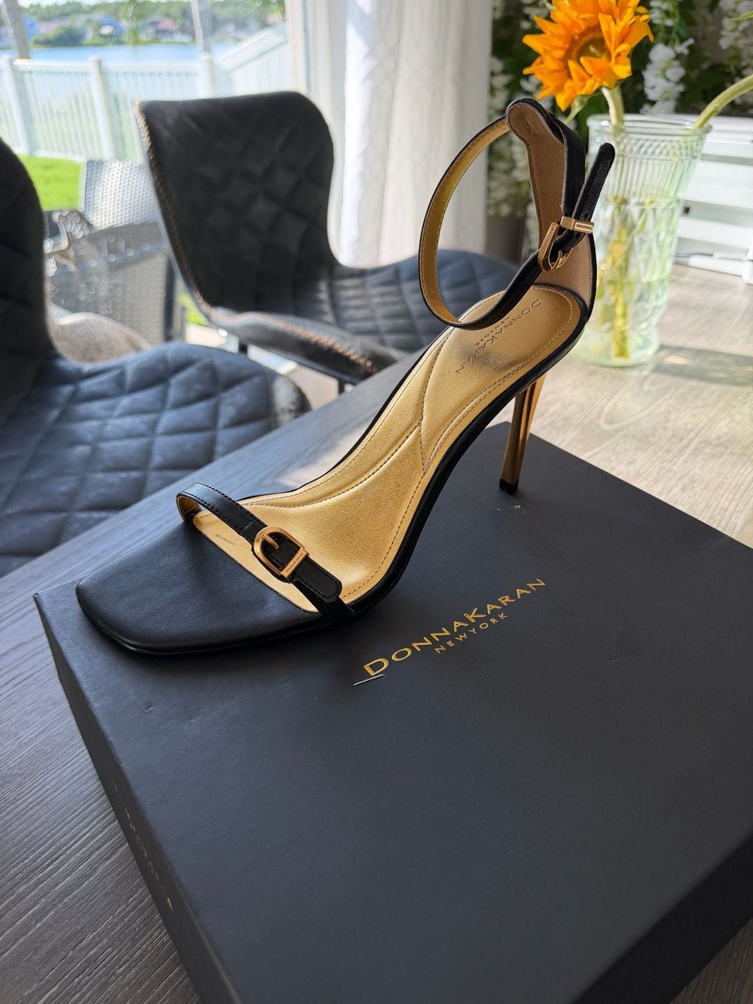 Donna Karan Pryce Barely There Sandals Black Size 10 2