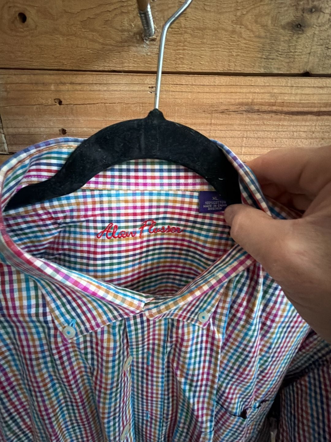 Alan Flusser Men's XL Multi-Color Plaid Button Down Long Sleeve Shirt 3