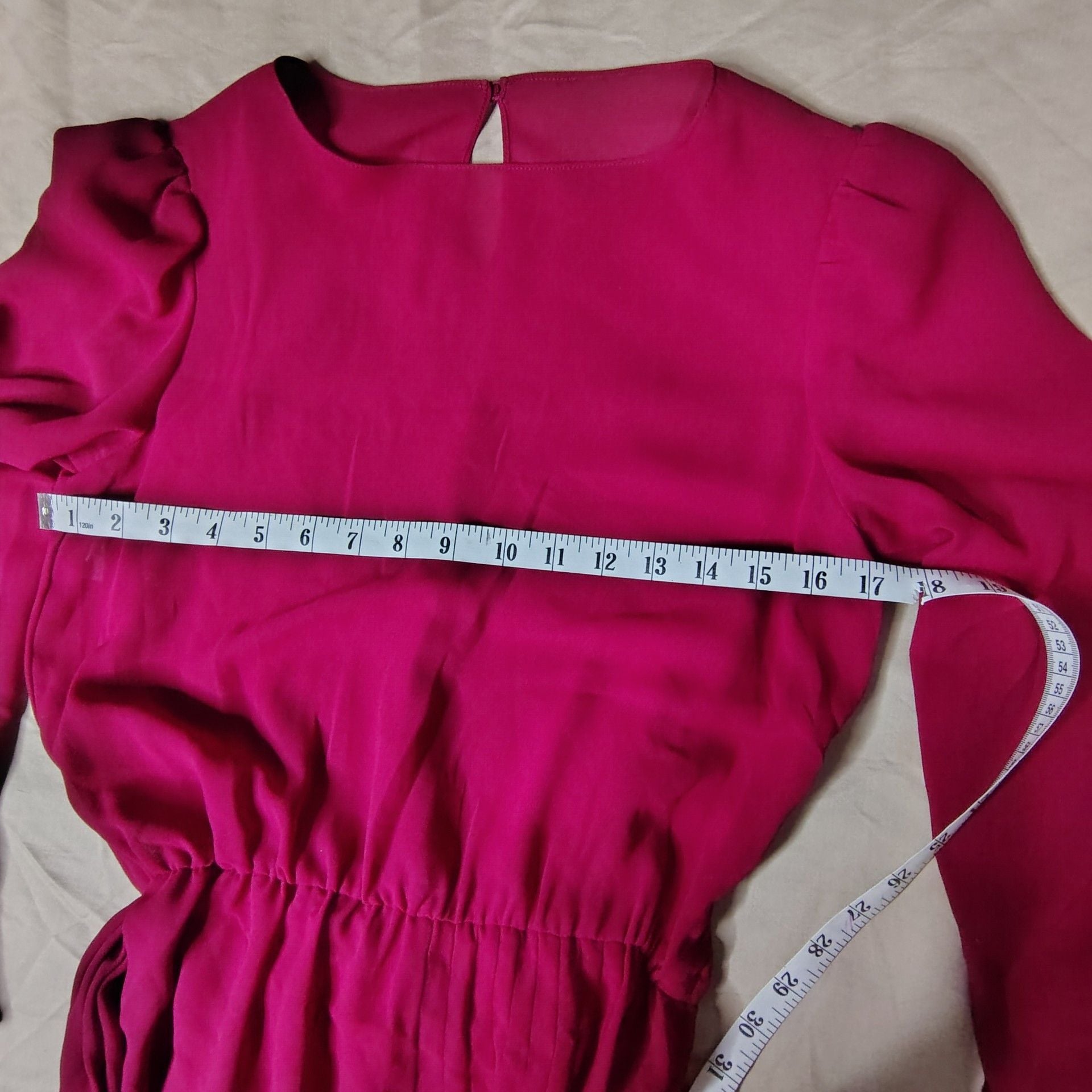 Vintage Albert Nipon Fuchsia Pleated Long Sleeve Dress Size 6 11