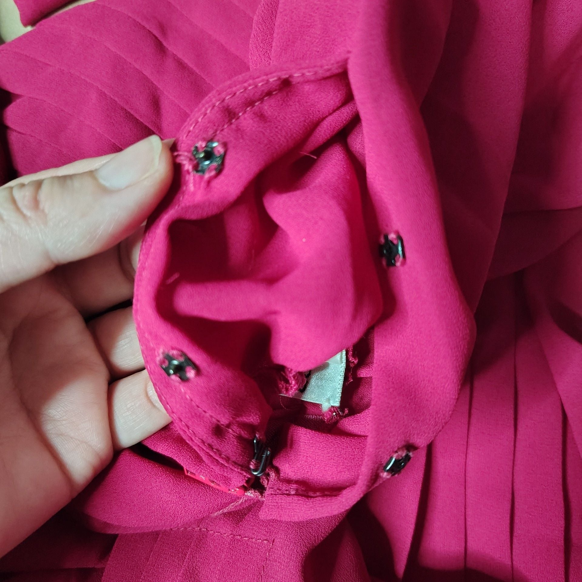 Vintage Albert Nipon Fuchsia Pleated Long Sleeve Dress Size 6 13