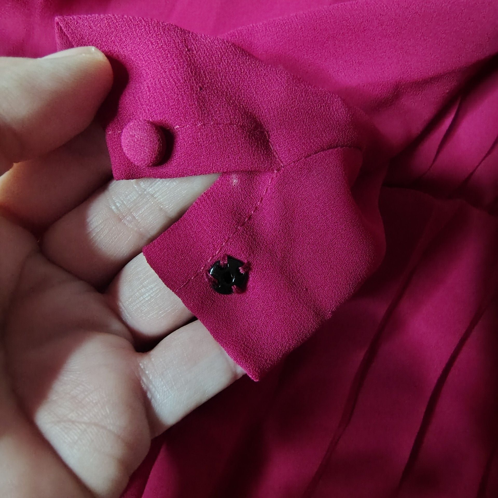 Vintage Albert Nipon Fuchsia Pleated Long Sleeve Dress Size 6 16