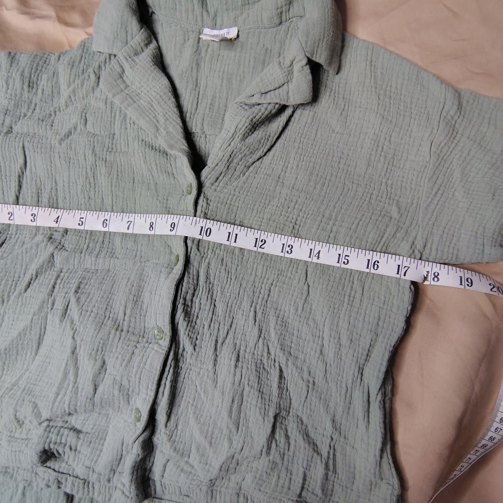 Forever 21 Women's XS Sage Green Cotton Gauze Pajama Set 9