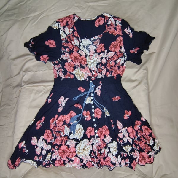 Floral Button-Front Mini Dress Size L