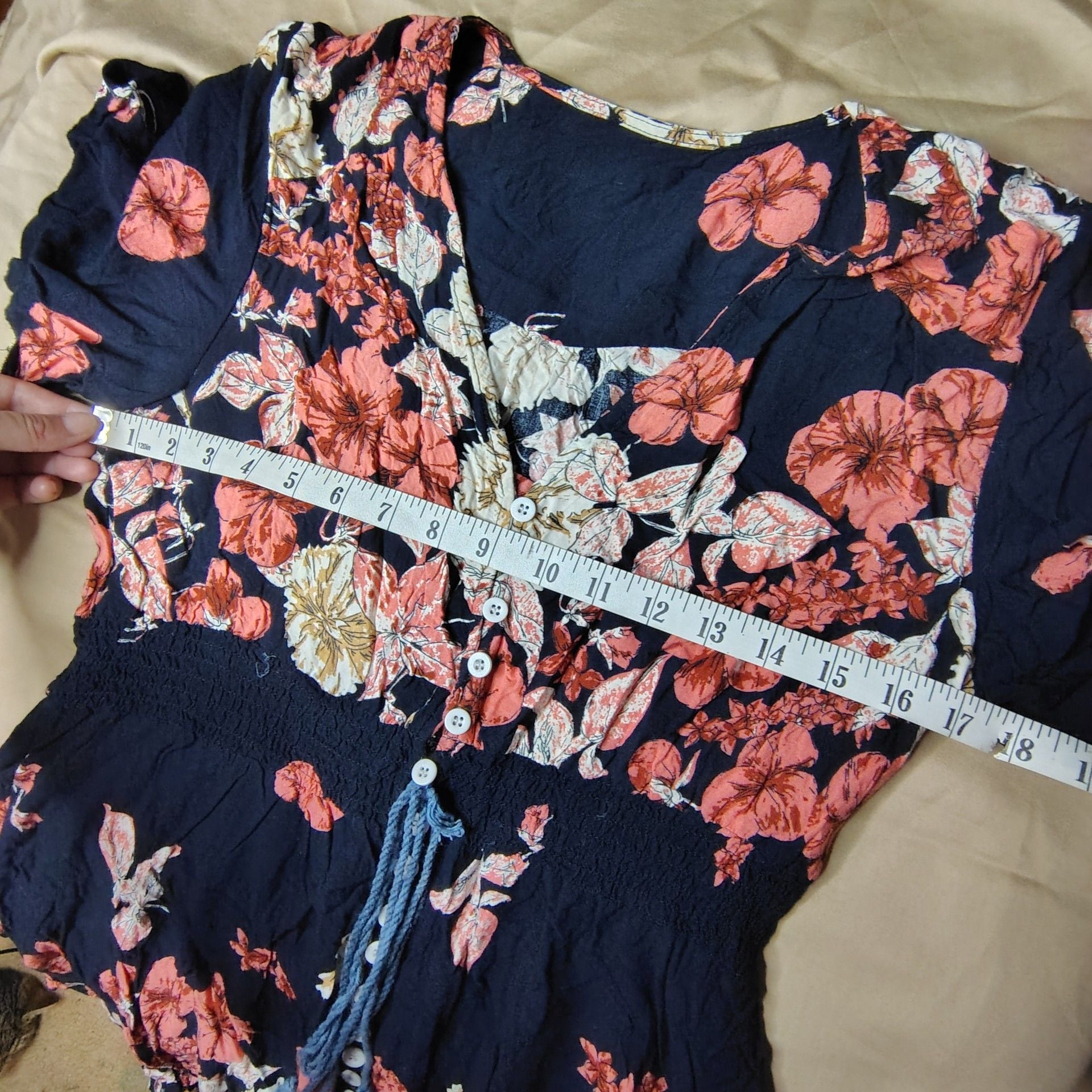 Floral Button-Front Mini Dress Size L 7