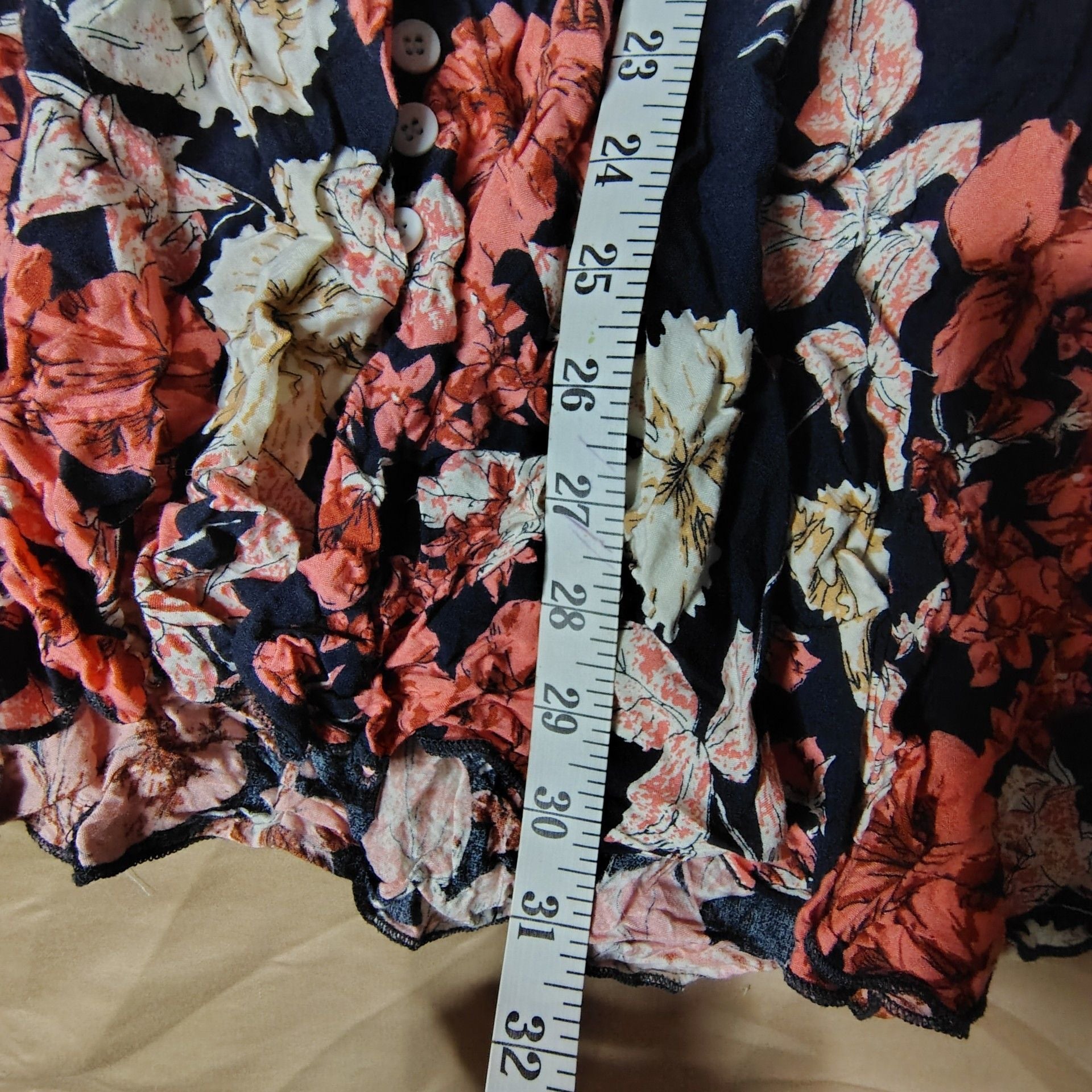 Floral Button-Front Mini Dress Size L 10