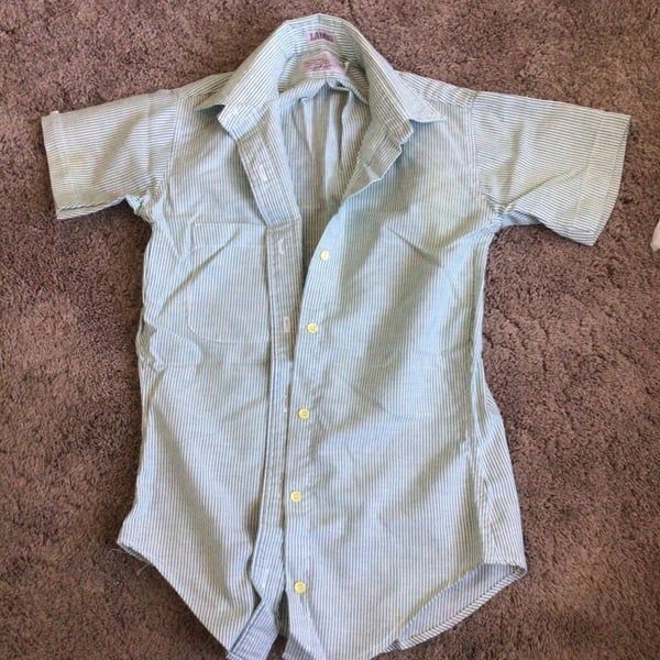 Vintage Duko Uniforms Ryan's Family Steak House Striped Shirt Ladies