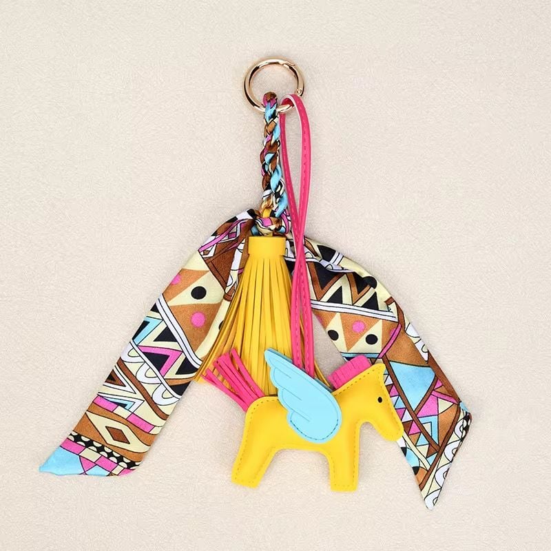 Yellow Horse & Tassel Charm w/ Twilly Scarf Bag Charms 1