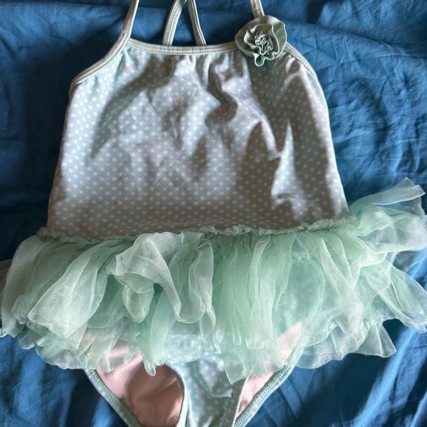 OP Ocean Pacific Toddler Girls Polka Dot Tulle Tutu Swimsuit Size 3T