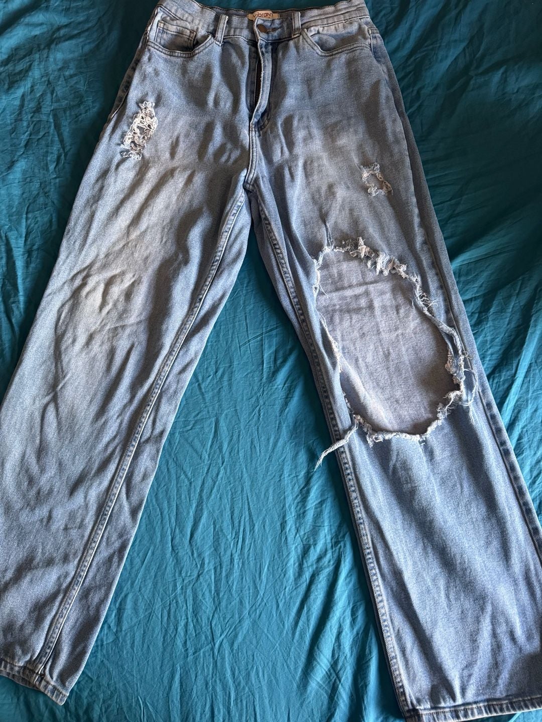 Vibrant M.I.U. Distressed Straight Leg Jeans Size 7 (W27) 2