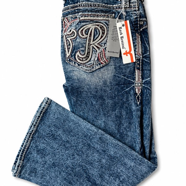 Rock Revival Men's Bootcut Jeans with Embroidered Pockets