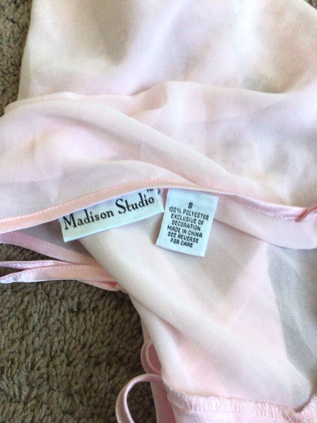 Madison Studio Pink Sheer Floral Beaded Camisole Size S 3