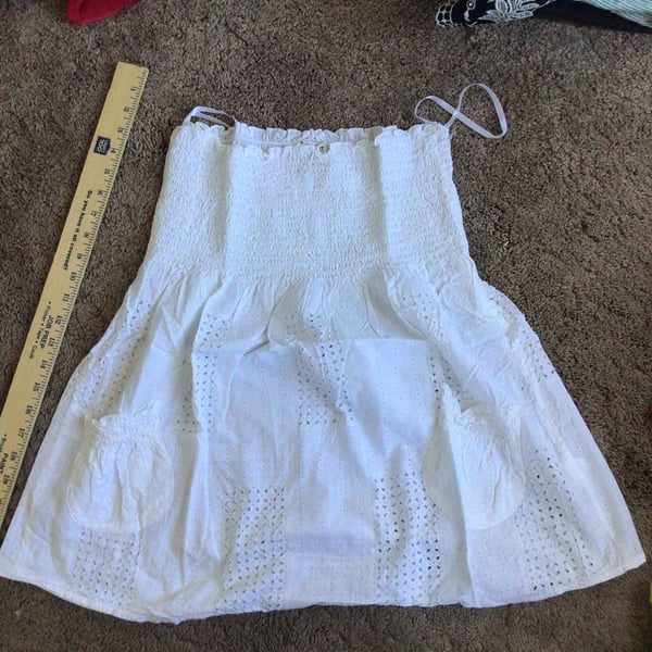 At Last White Eyelet Smocked Tube Top Size XL
