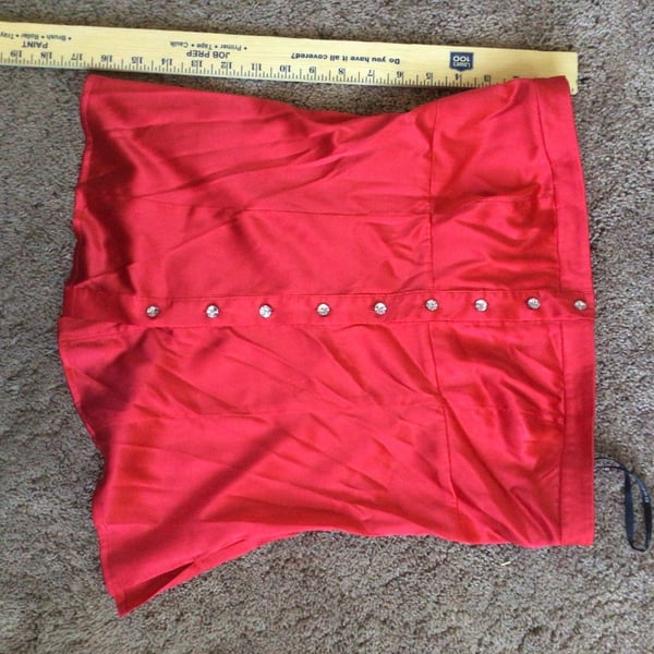 bebe Red Satin Rhinestone Button Corset Top Size M