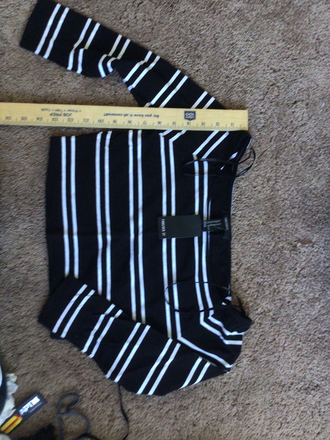 Forever 21 Striped Knit Crop Top Size M 1