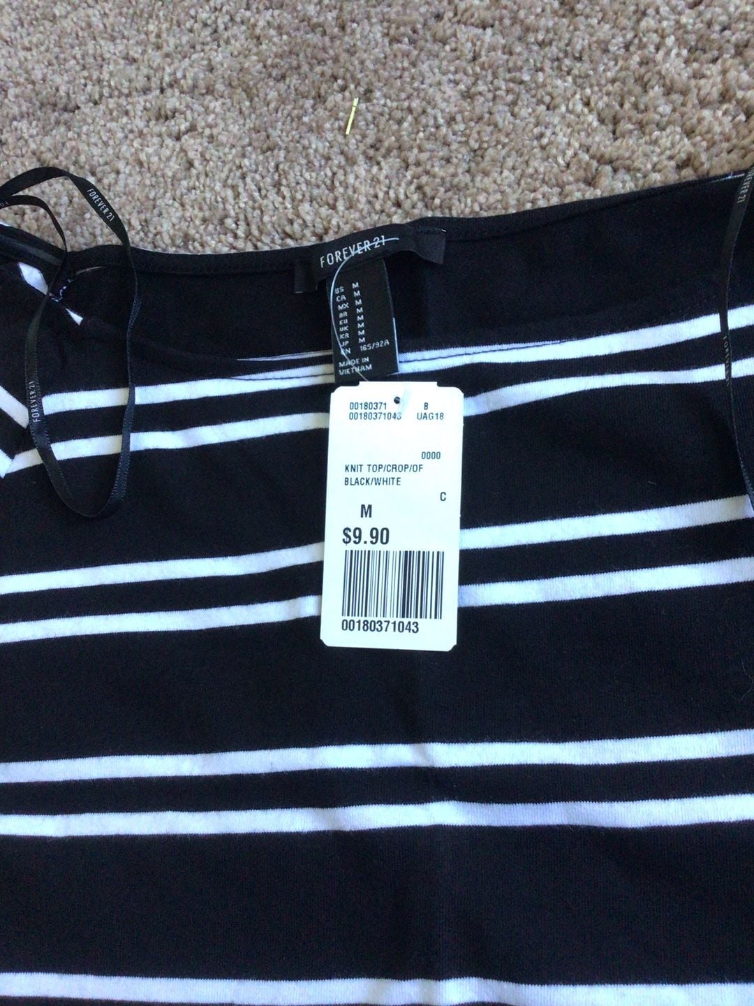 Forever 21 Striped Knit Crop Top Size M 2