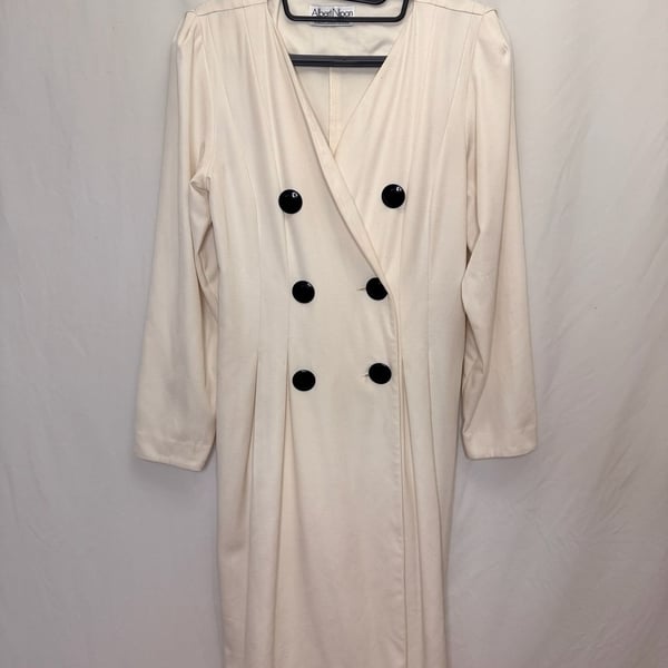 Vintage Early 90’s Albert NIPON Executive Dress Cream Double Breasted Size 6