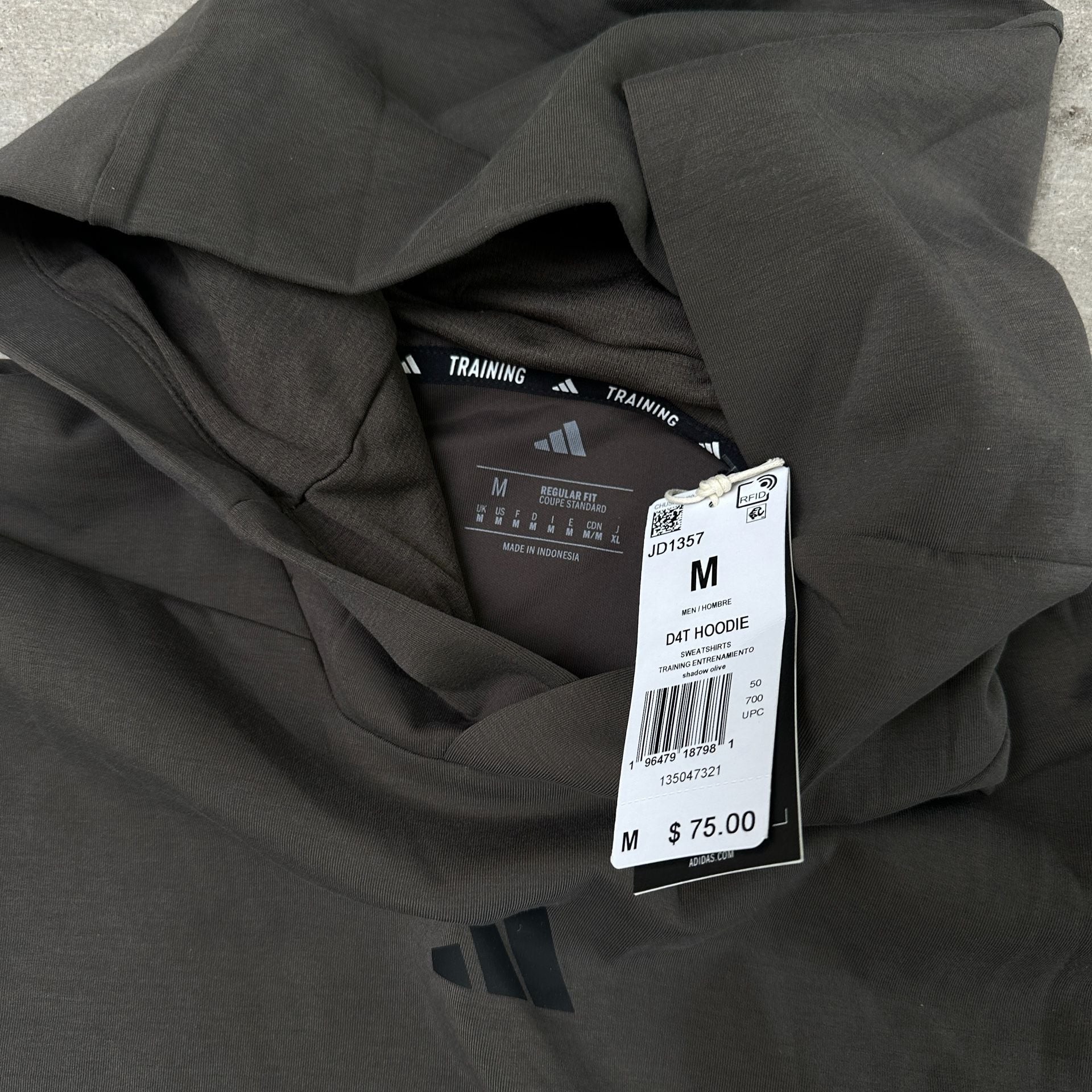 Adidas D4T Training Hoodie Shadow Olive Size M 3
