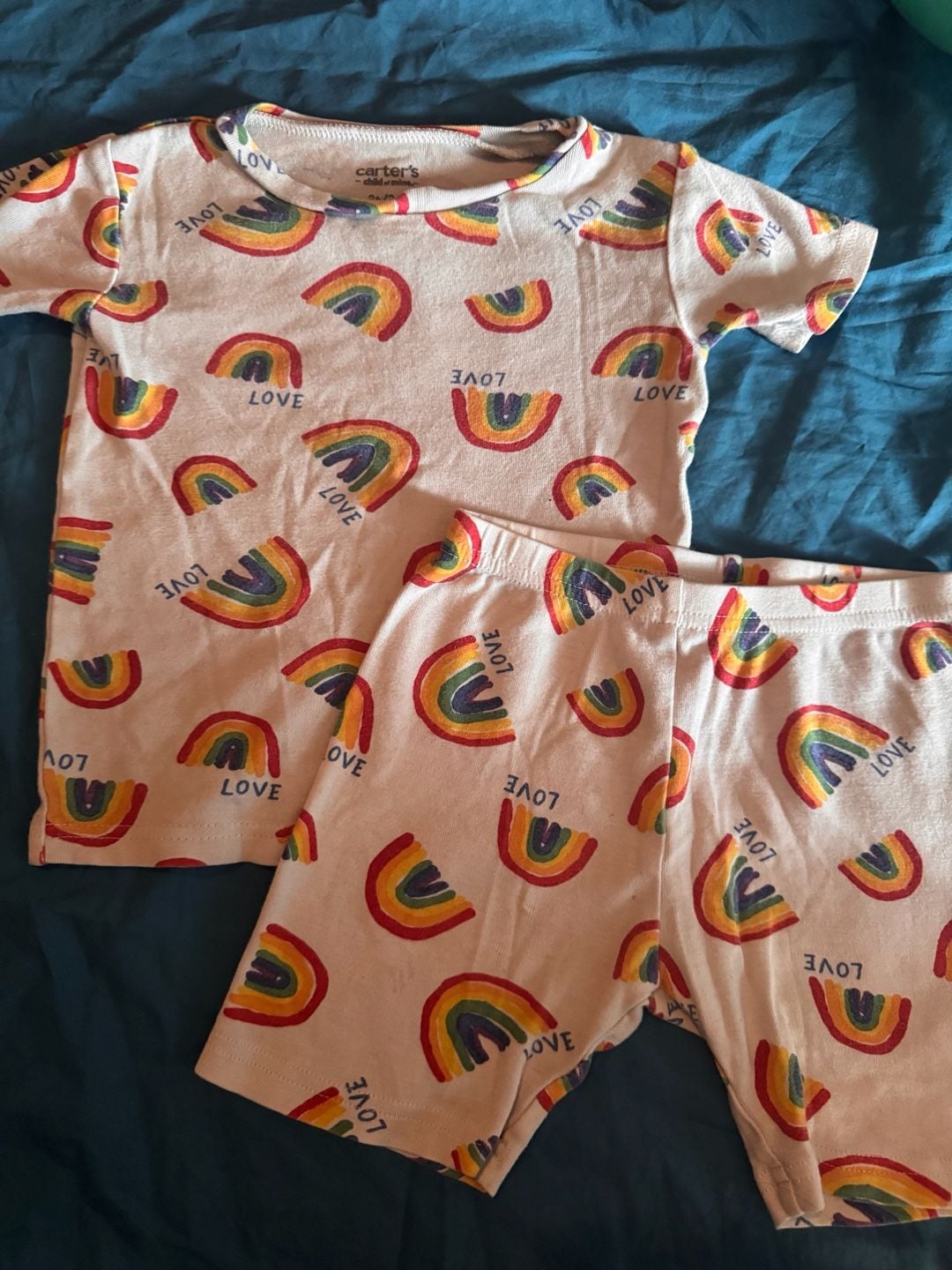 Carter's Child of Mine Rainbow Love Pajama Set Size 3T 1