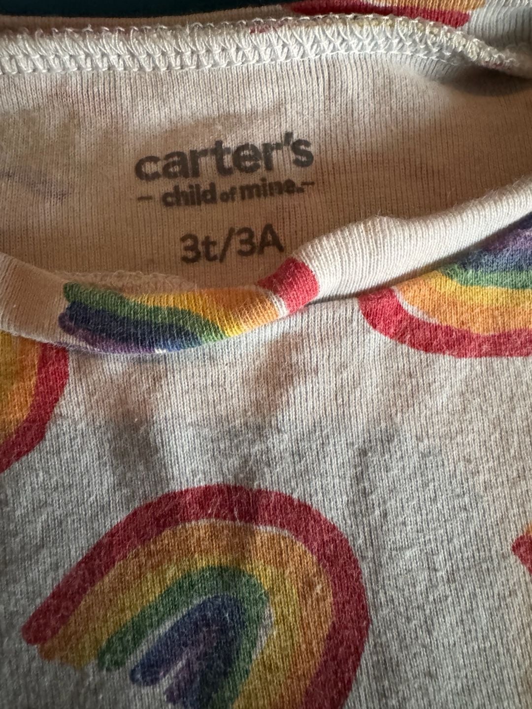 Carter's Child of Mine Rainbow Love Pajama Set Size 3T 2