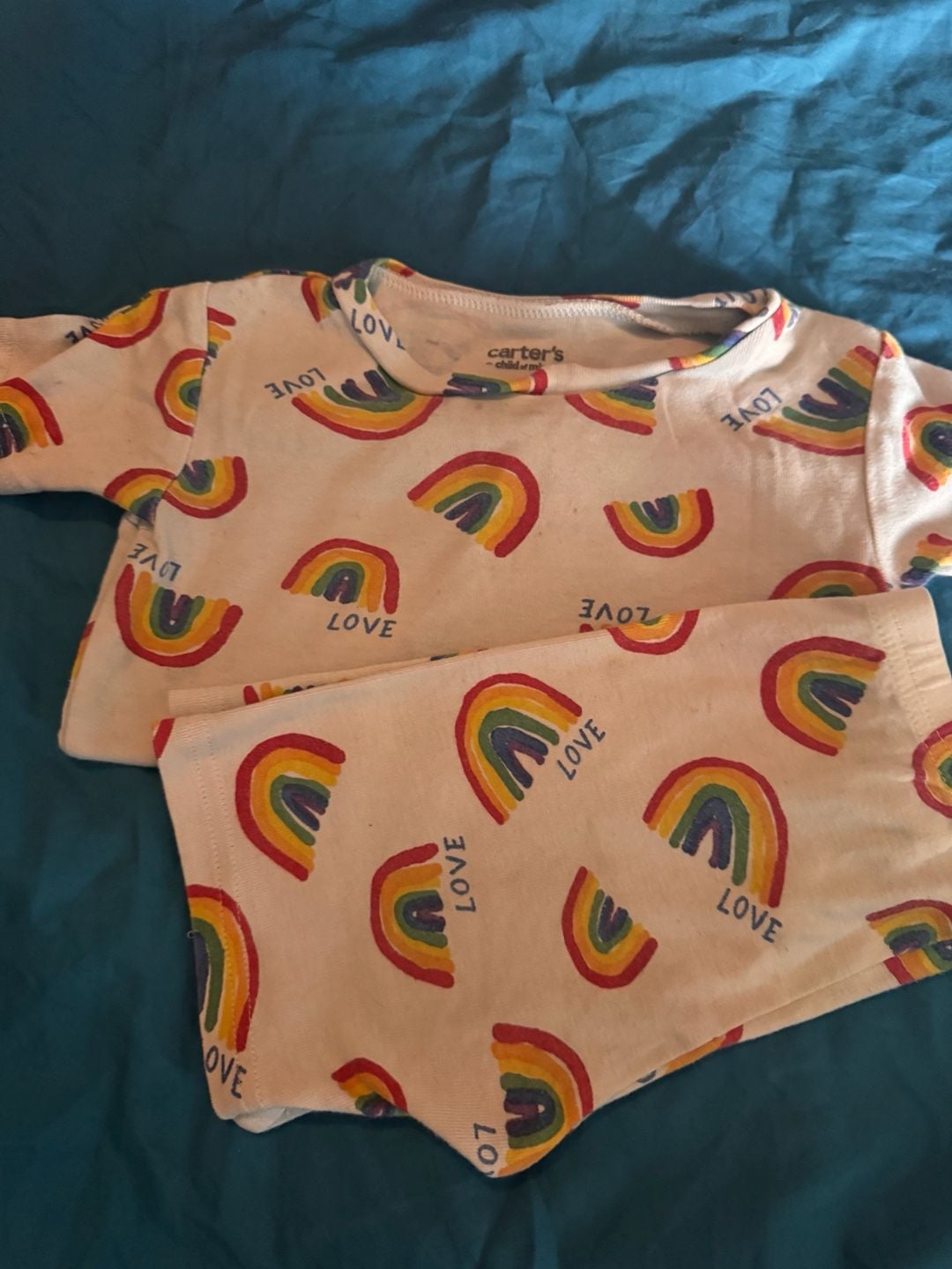 Carter's Child of Mine Rainbow Love Pajama Set Size 3T 5