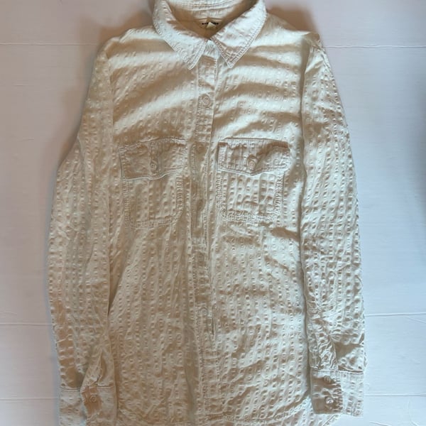 Max Studio Women's White Textured Button Down Shirt Size S