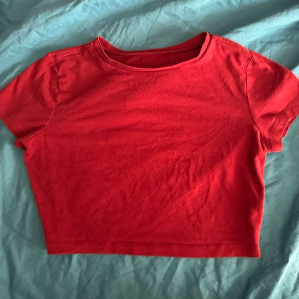 Wild Fable Red Short Sleeve Crop Top Size M