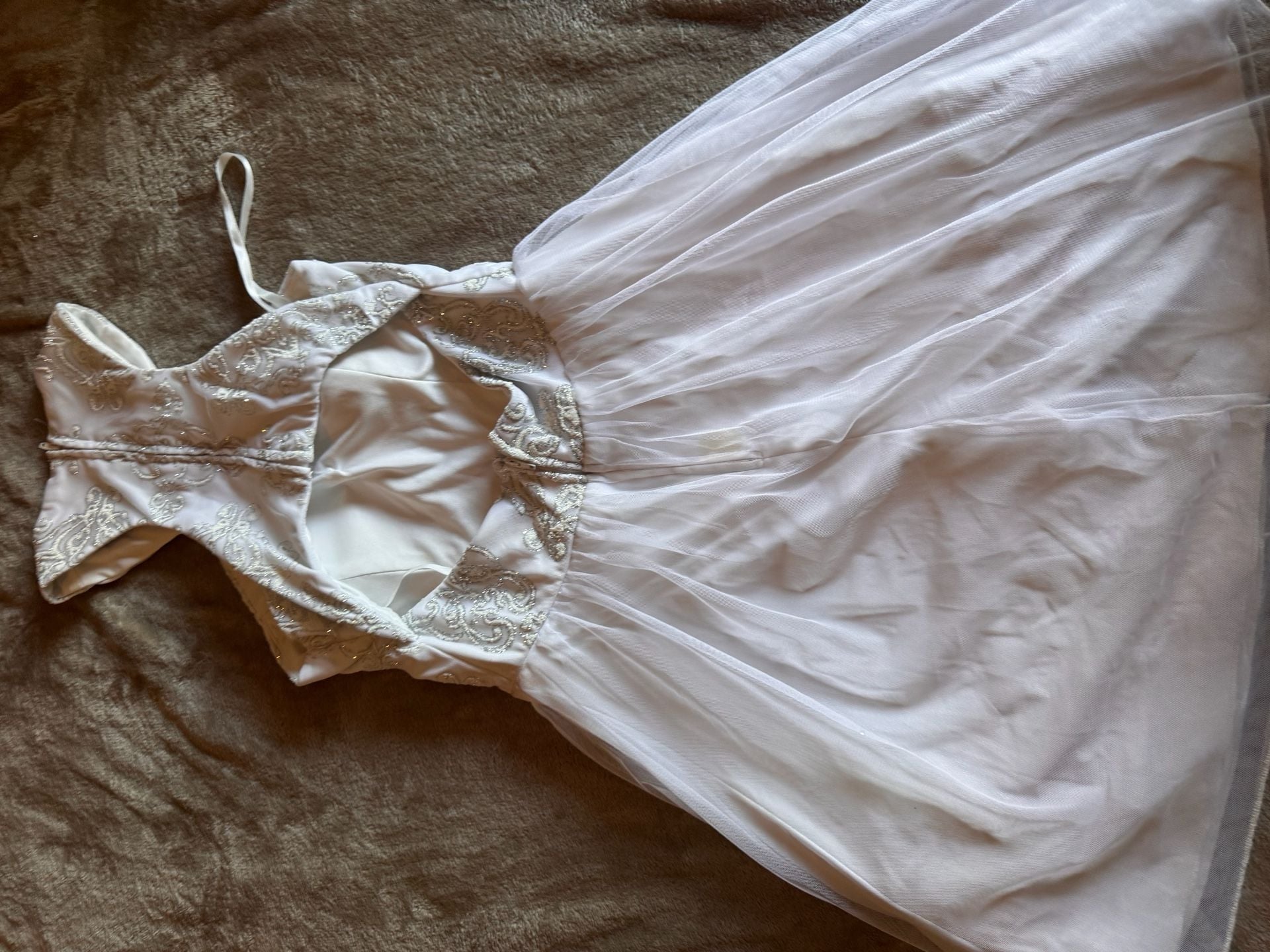 Xtraordinary White Glitter Embroidered Tulle Dress Size 3 1