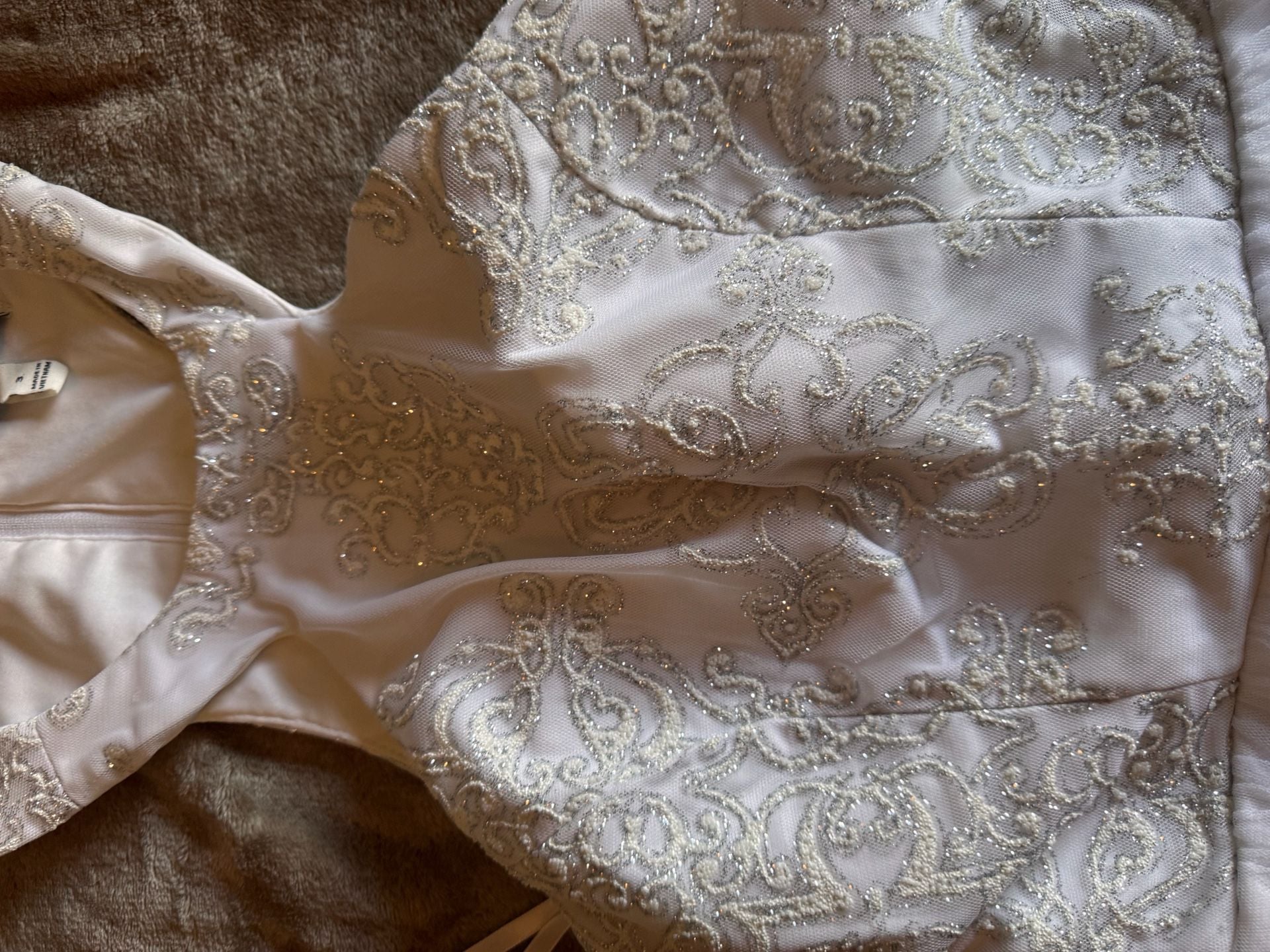 Xtraordinary White Glitter Embroidered Tulle Dress Size 3 2