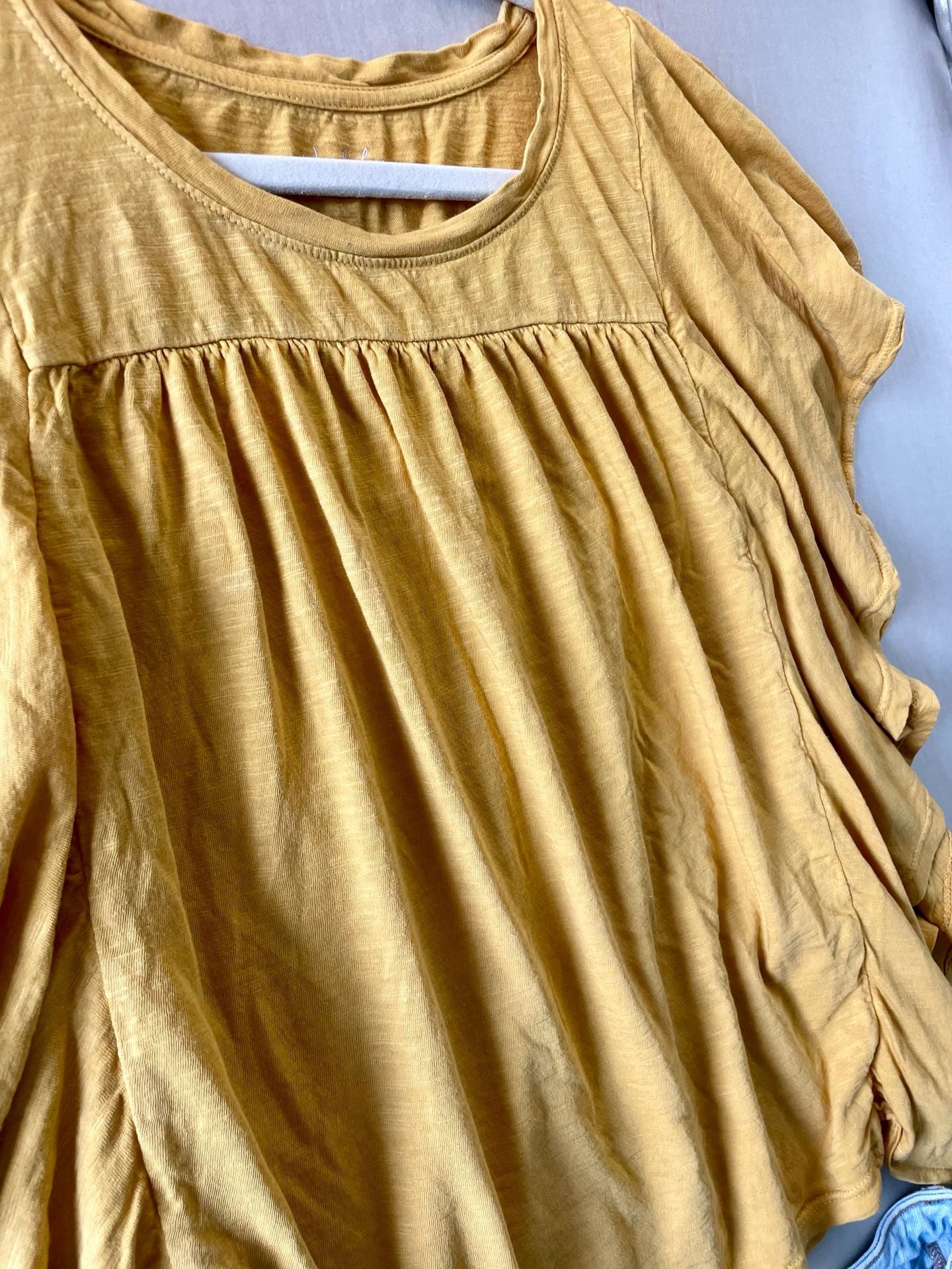 Wonderly Women's Mustard Yellow Ruffle Sleeve Blouse Size M 3