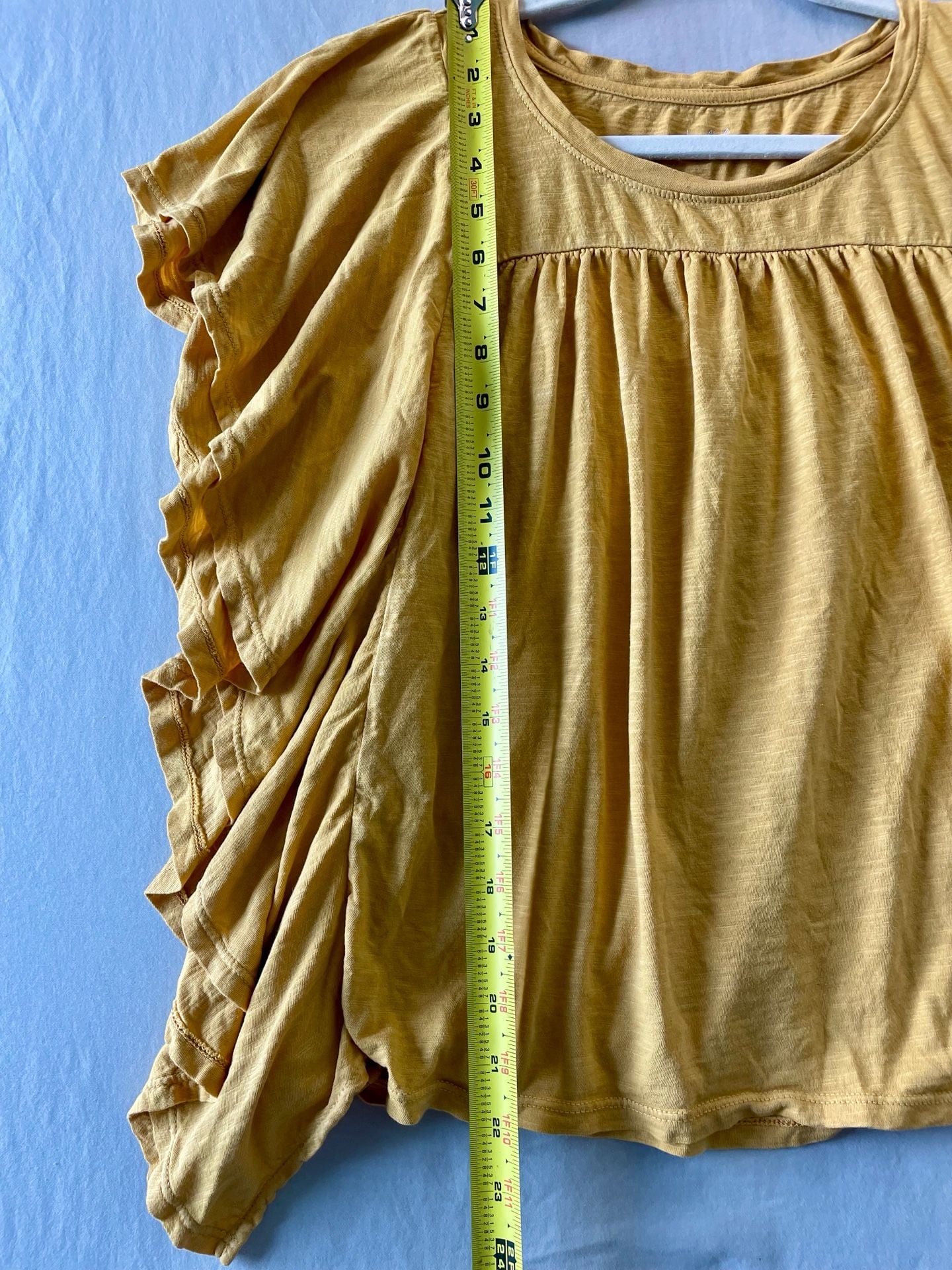 Wonderly Women's Mustard Yellow Ruffle Sleeve Blouse Size M 5
