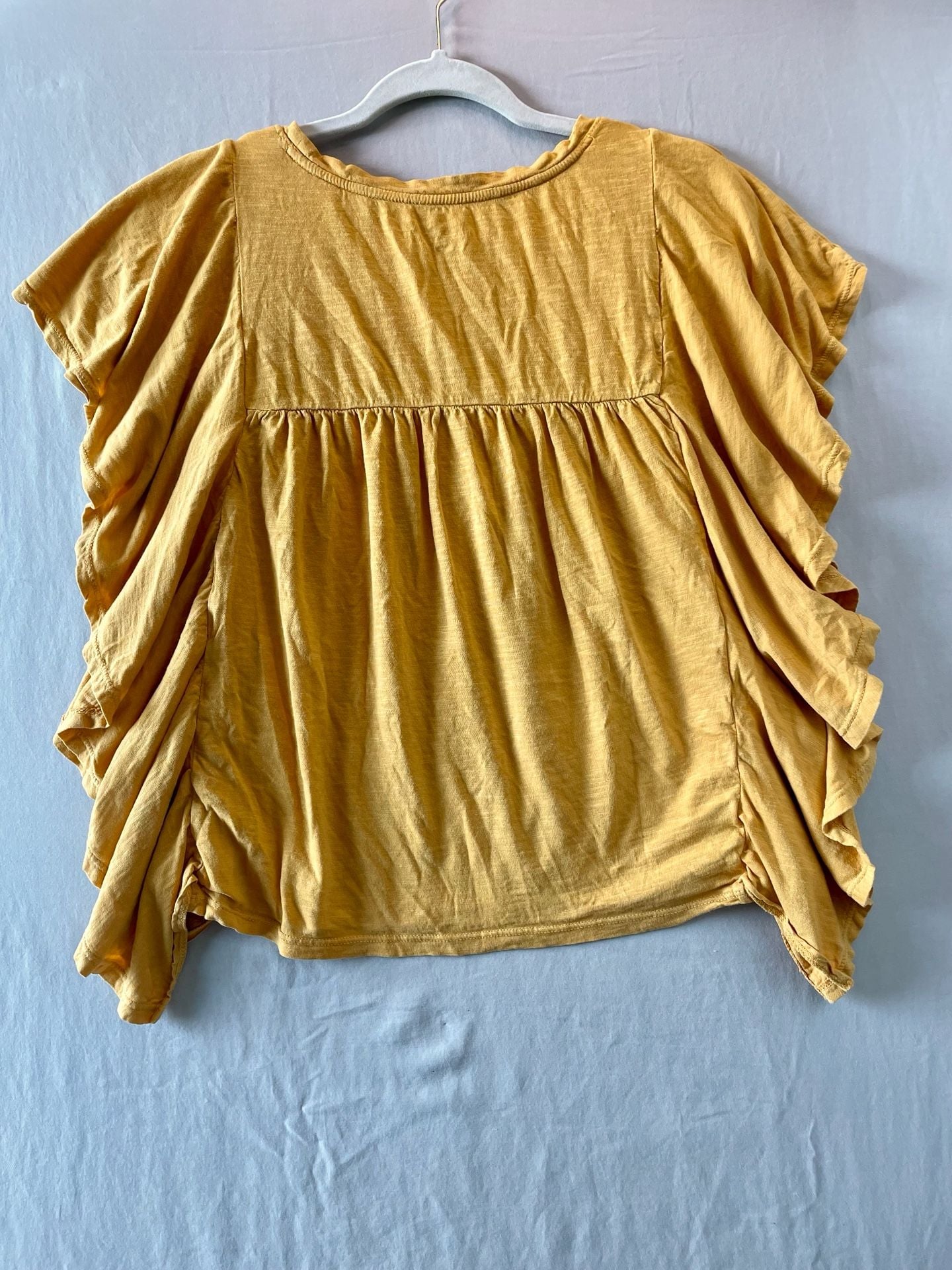 Wonderly Women's Mustard Yellow Ruffle Sleeve Blouse Size M 6