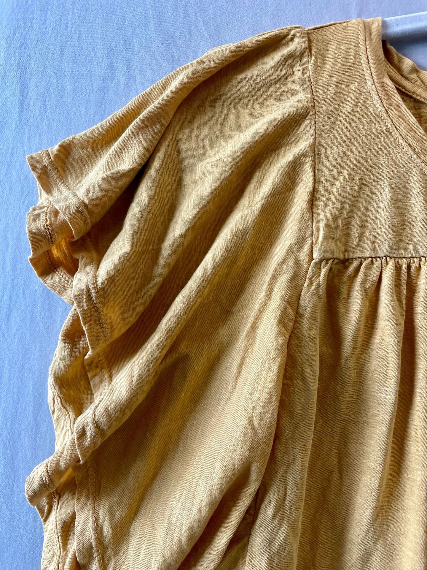 Wonderly Women's Mustard Yellow Ruffle Sleeve Blouse Size M 8
