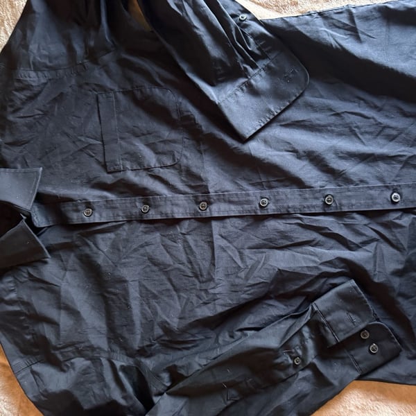 George Classic Fit Long Sleeve Button Down Shirt Black Size S 34-36