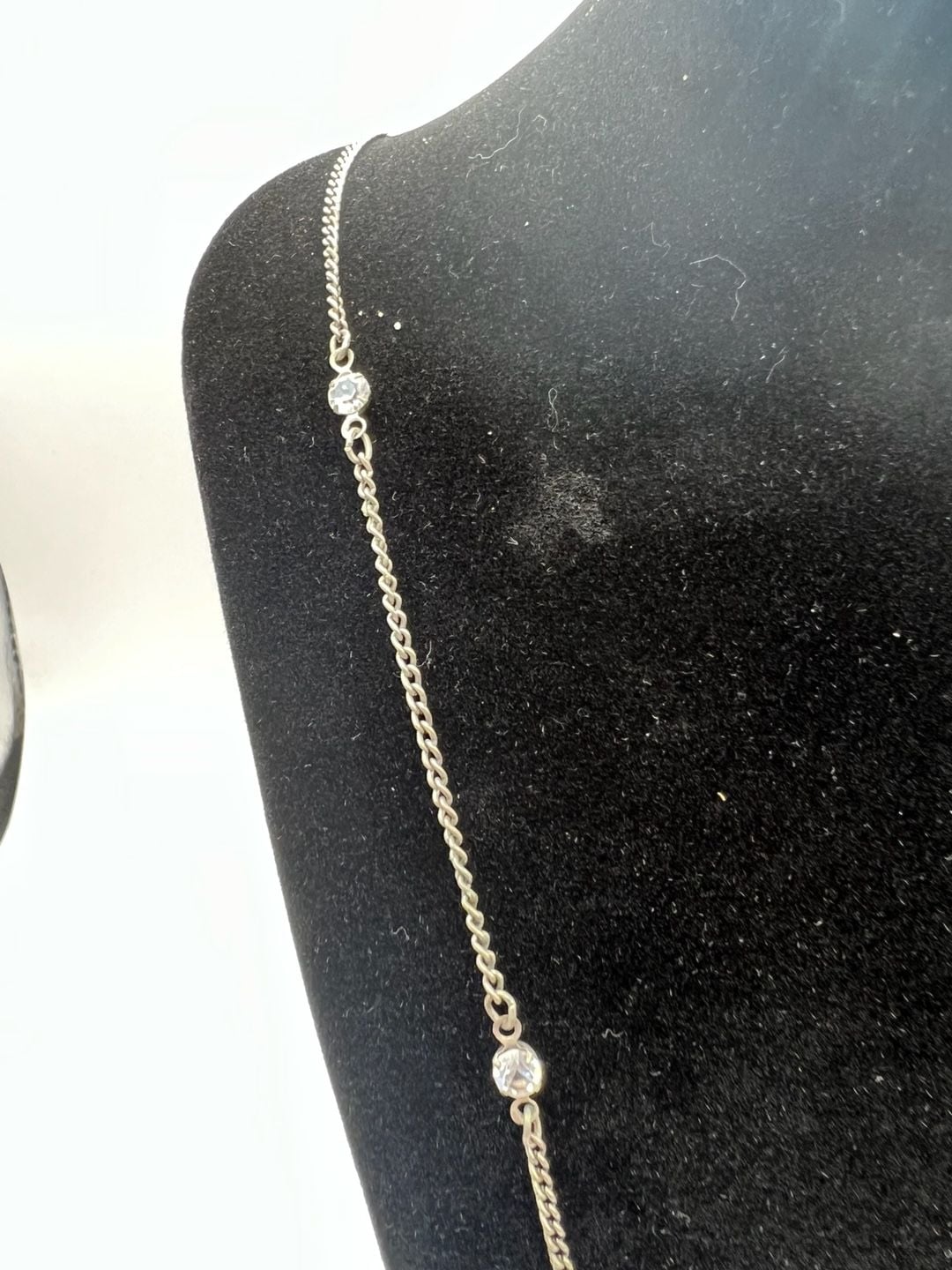 Silver Tone Station Necklace with Clear Rhinestone Accents 4