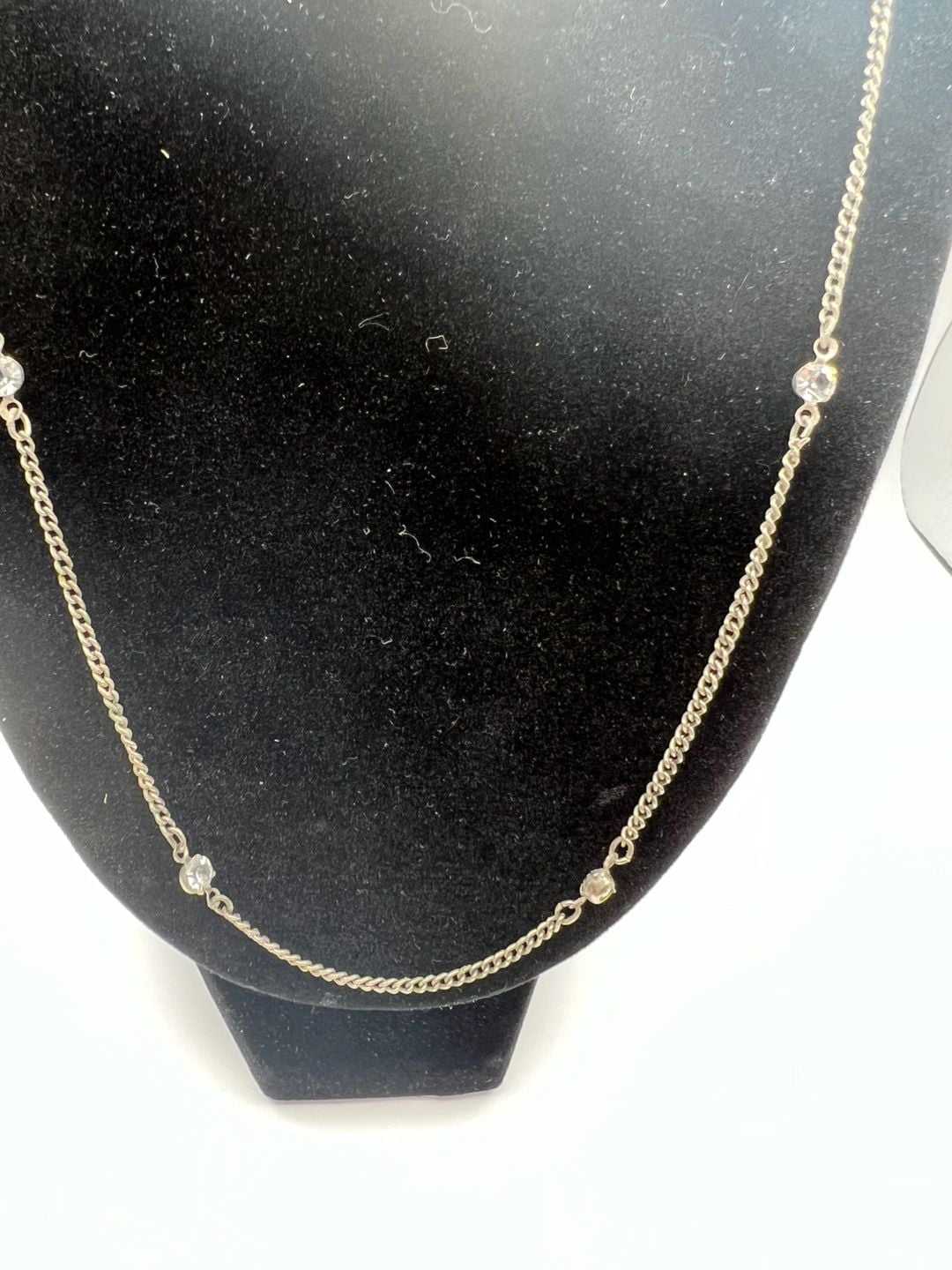 Silver Tone Station Necklace with Clear Rhinestone Accents 5