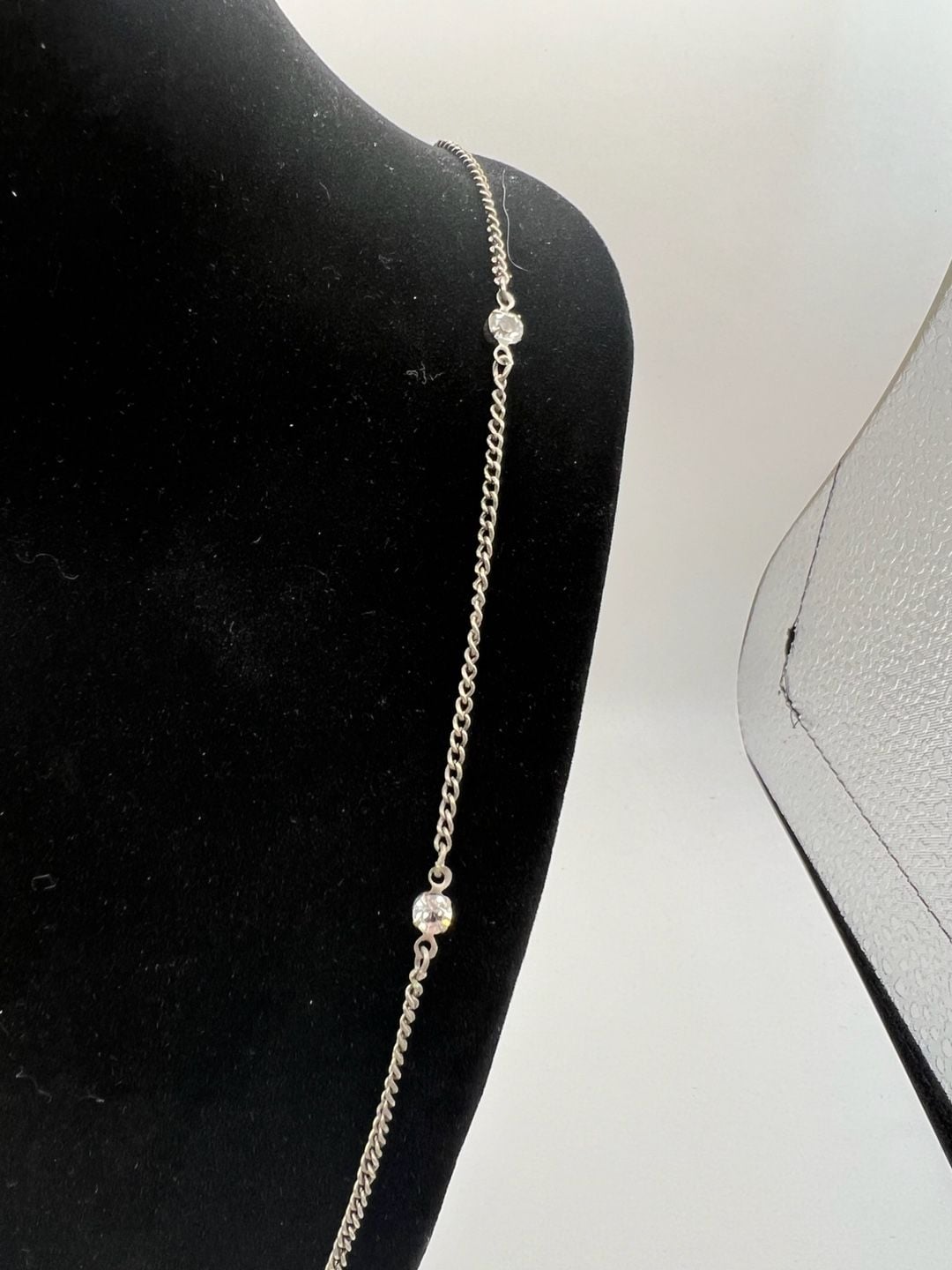 Silver Tone Station Necklace with Clear Rhinestone Accents 6