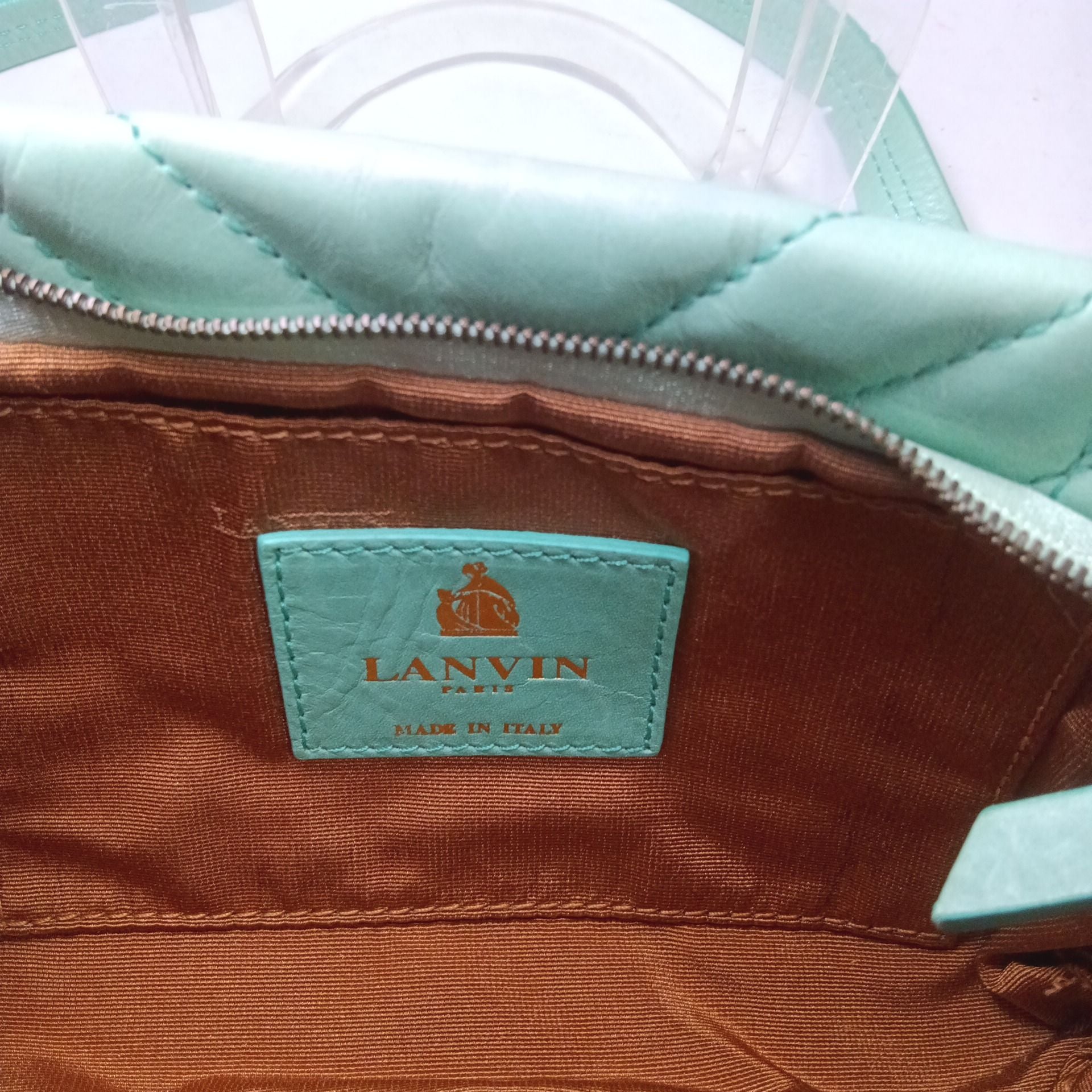 Lanvin Paris Quilted Leather Crossbody Bag Mint Green 7