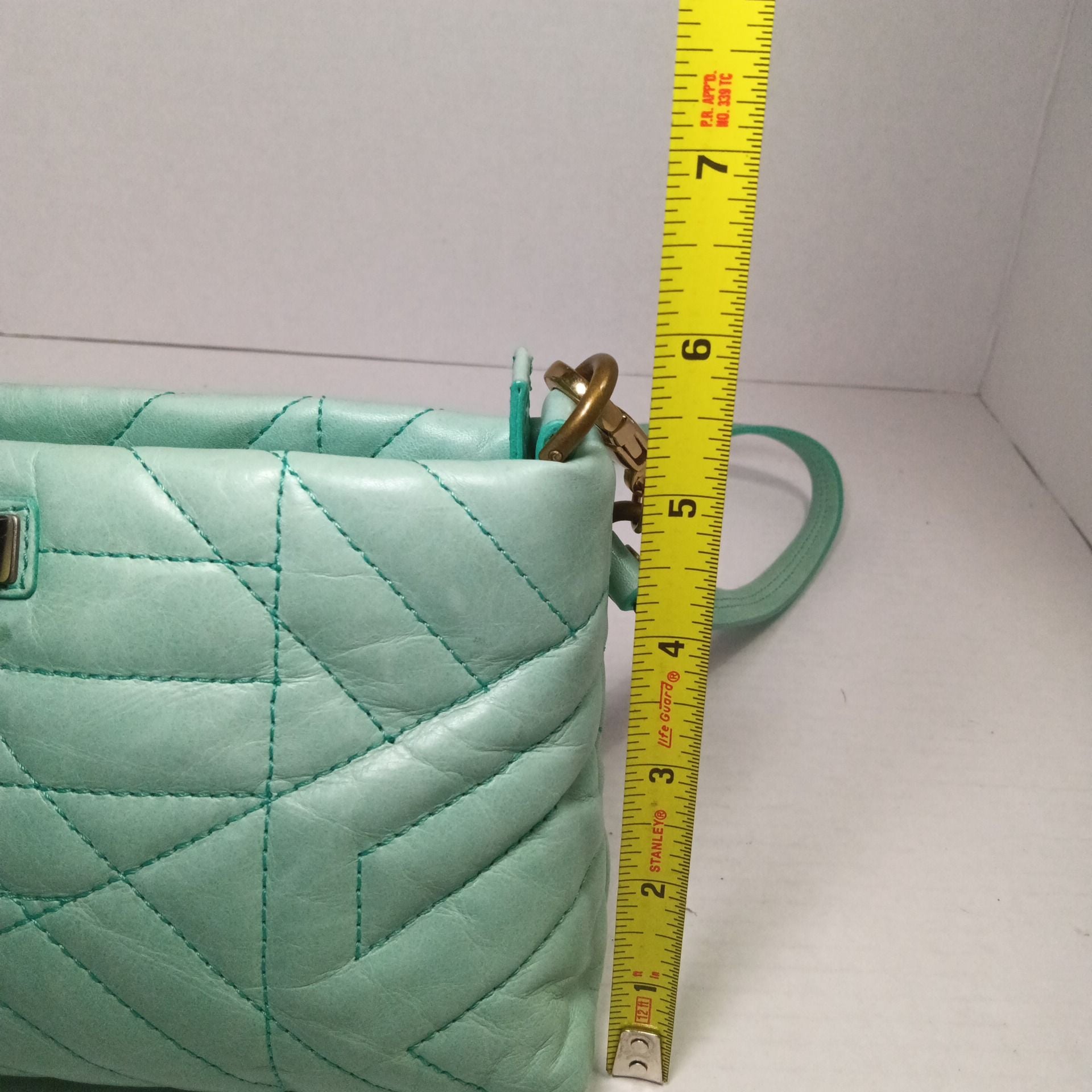 Lanvin Paris Quilted Leather Crossbody Bag Mint Green 11