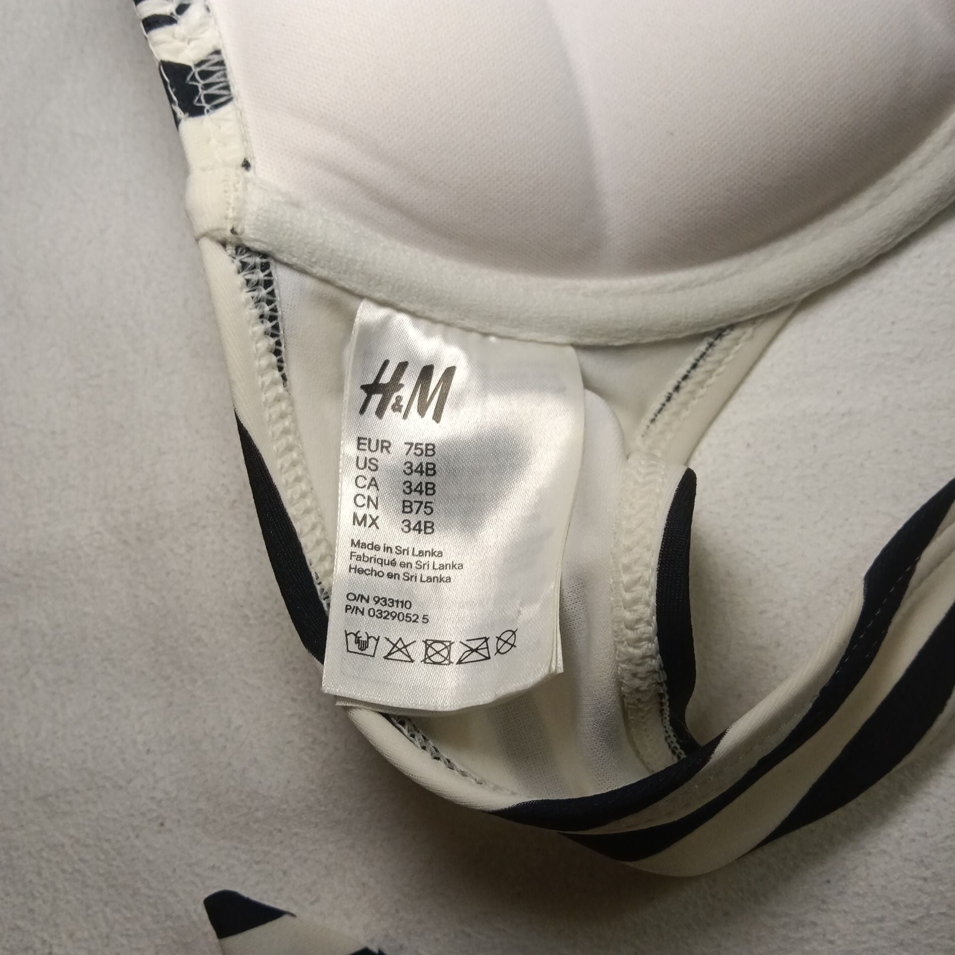 H&M Black and White Striped Bikini Set Size 34B 8