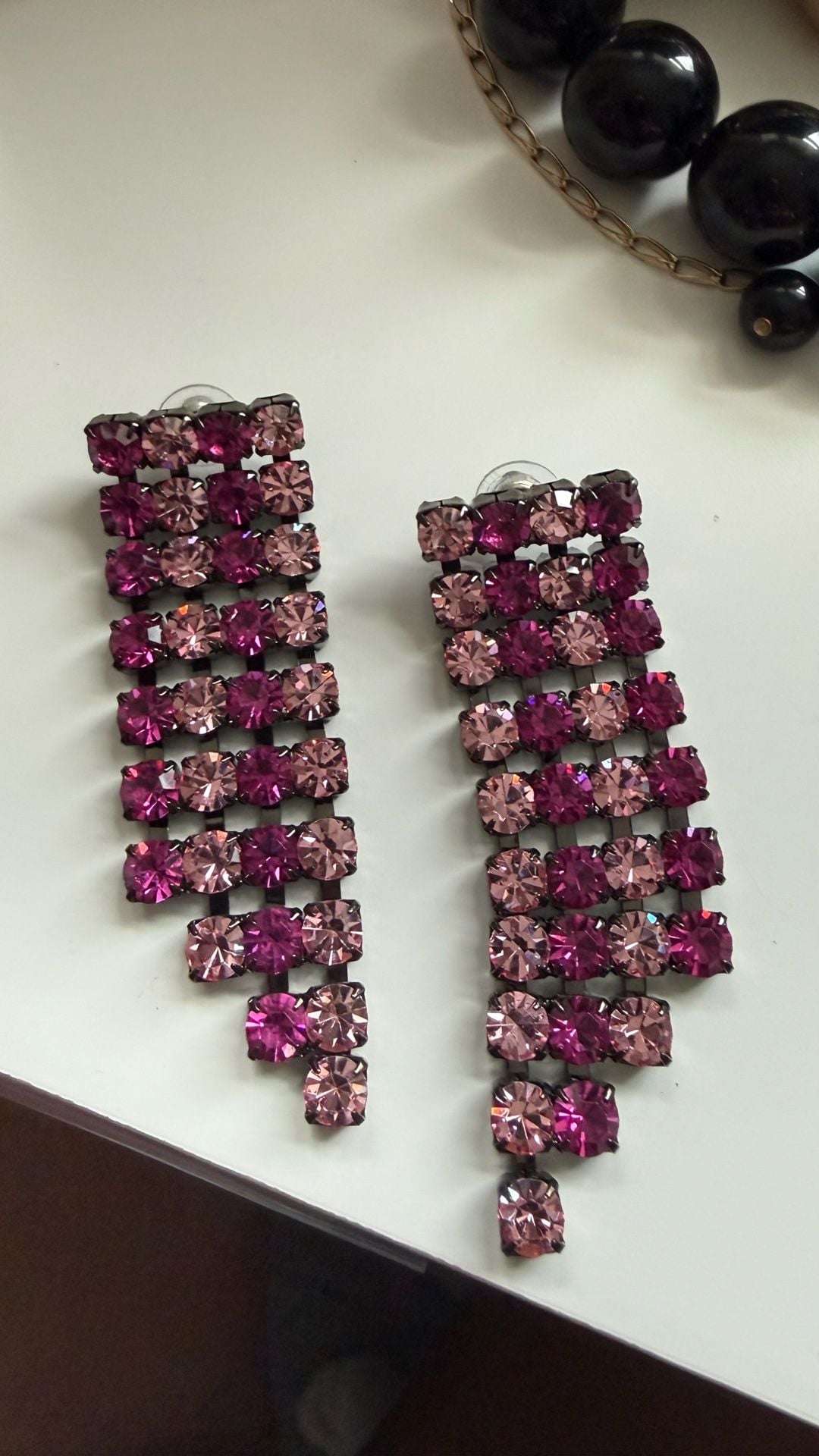 Elizabeth Cole Julita Pink Crystal Drop Earrings 2