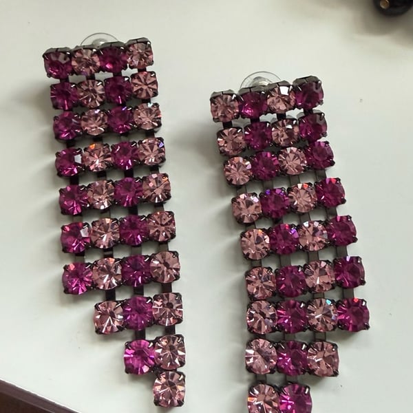 Elizabeth Cole Julita Pink Crystal Drop Earrings